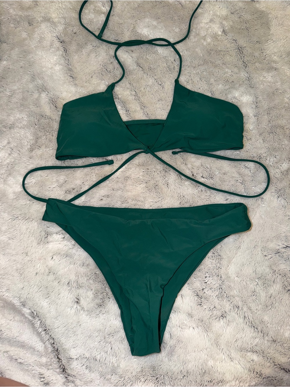 SHEIN Emerald Green Strappy Wrap Bikini Set